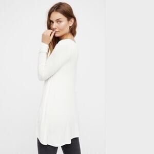 Free People January Tunic Top White Long Sleeved Flowy Shirt S